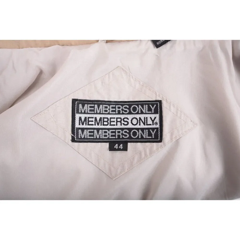 Members Only Mens Lightweight Racer Bomber Jacket Coat US 44 Beige L Large